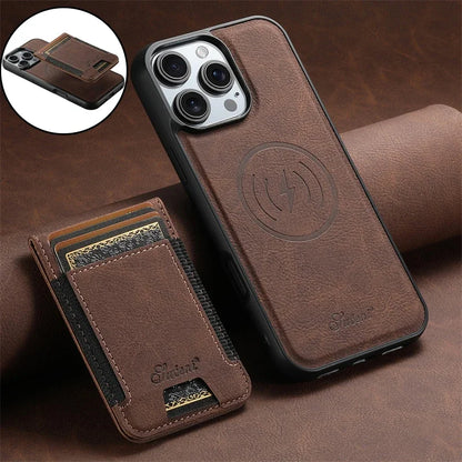 2 In 1 Luxury Magsafe Wallet Leather Phone Case For iPhone 16 15 14 13 12 Pro Max Plus 16 Pro Magnetic Flip Card Holder Cover