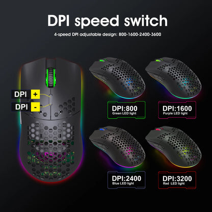 New T66 Rechargeable USB 2.4G Wireless Honeycomb Gaming Mouse RGB Lighting Mice Gamer Mouse For Notebook Desktop PC Computers