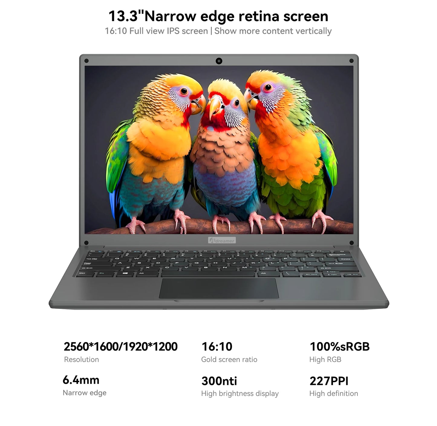 Adreamer Laptop 13.3 Inch Portable Laptops Low Price With Intel CPU 2.5K FHD IPS 8GB 1T SSD  2.5K FHD Display Notebook