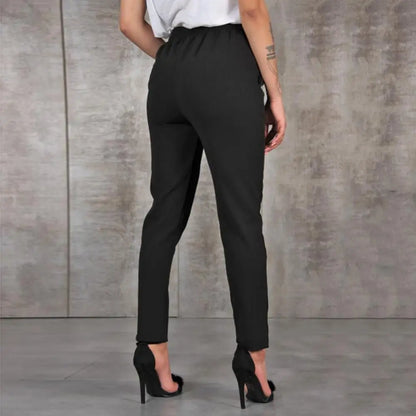 2024 Spring Summer Autumn Casual Slim Chiffon Thin Pants For Women High Waist Black Khaki Green Pants Woman Trousers