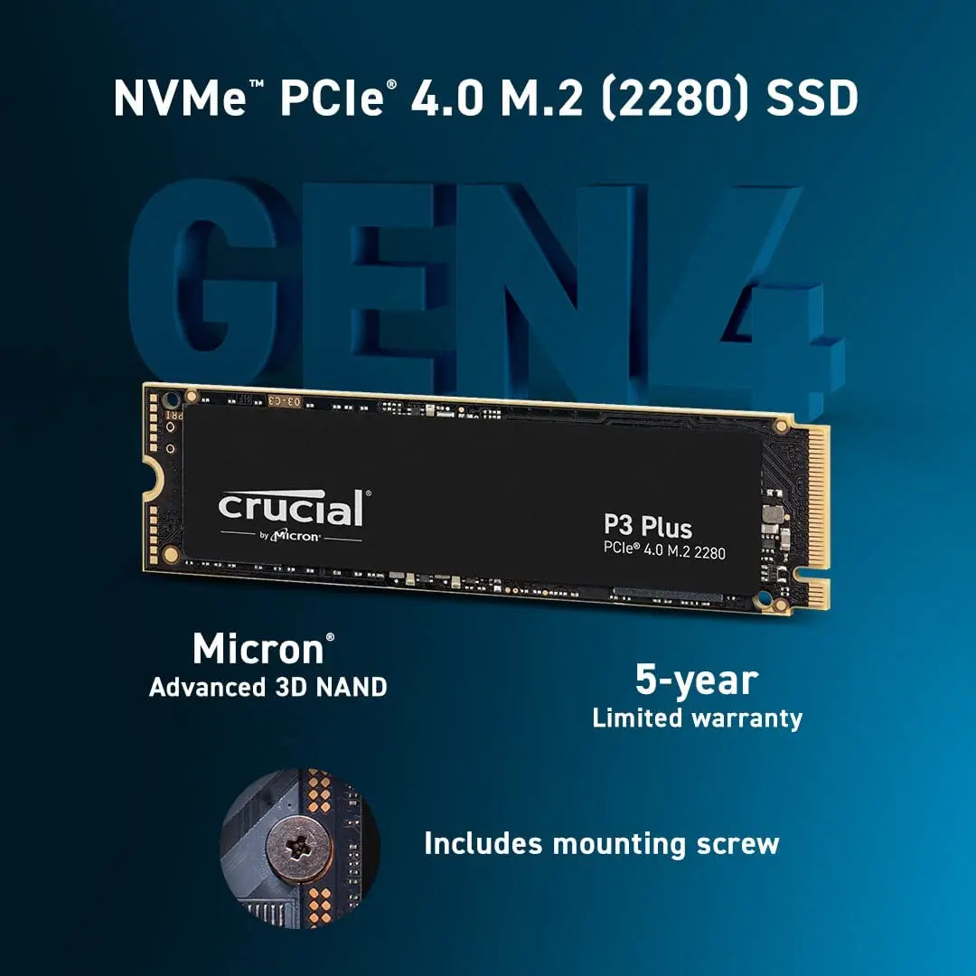 Crucial P3 Plus 500GB 1TB 2TB PCIe Gen4x4 SSD 3D NAND NVMe M.2 2280 Gaming Solid State Drive,up to 5000MB/s,Original and NEW