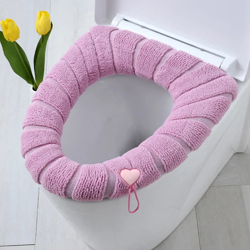 Winter Warm Toilet Seat Cover Waterpoof Soft Closestool Mat Bathroom Pad O-shape Toilet Seat Bidet Toilet Cover Accessories