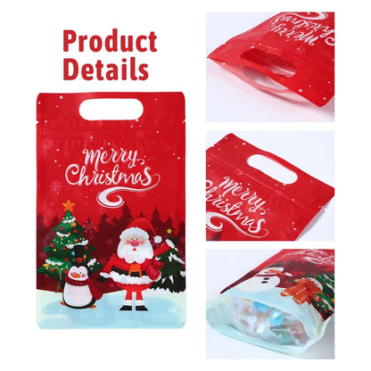 Christmas Penguin Santa Zipper Stand Bag Navidad Natal Noel Candy Cookie Bag Merry Christmas Decor For Home 2024 New Year 2025