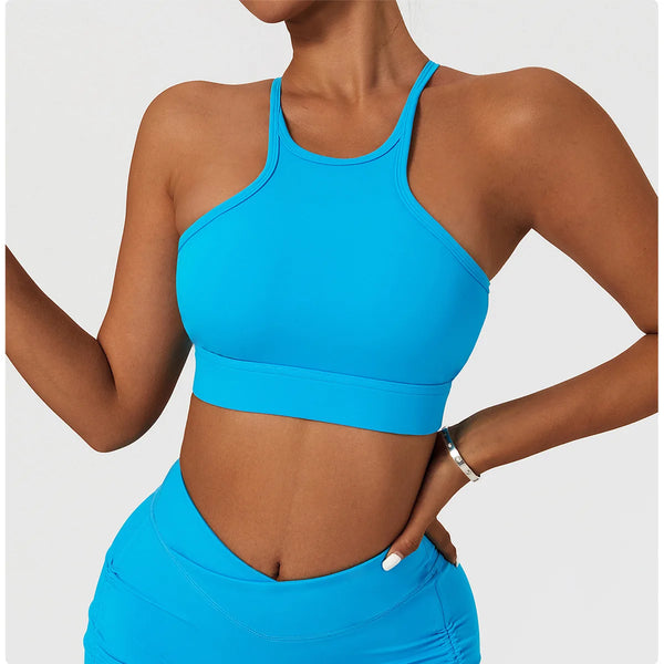 Reggiseno sportivo da donna con spalline incrociate, push-up, per yoga e palestra, top corto, reggiseno sportivo traspirante