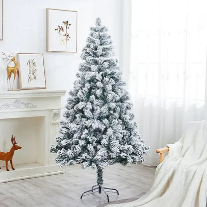 White Christmas Tree with Tree Skirt PVC Simulation Snow Flocked Encrypt Christmas Tree Christmas Party Decorations with Snow