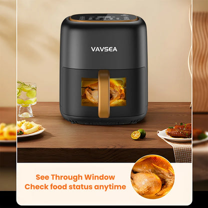 VAVSEA 10-in-1 Air Fryer with Clear Window, 1600W Hot Airfryer Oven with Digital LED Touch Screen, and Non-Stick Basket,6.5QT,