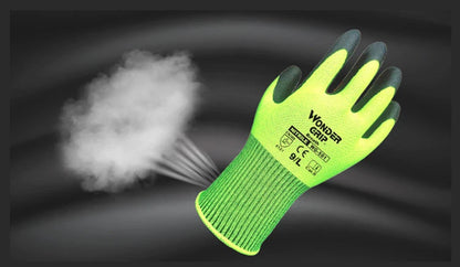 Garden Work Glove Nylon Spandex Fluorescent Green Nitrile Micro Foam Flower Garden Safety Mittens