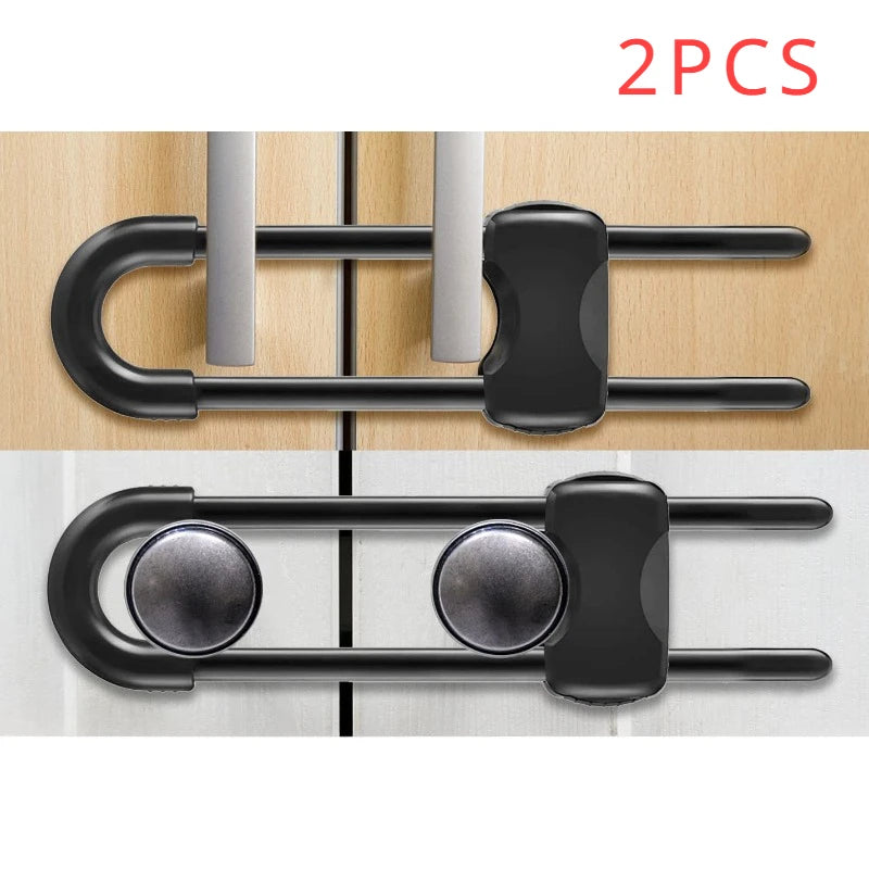 2/4PCS Sliding Cabinet Child Safety Locks Baby Proofing Cabinet Lock Cupboard Latches for Kids on Closet Door Knobs Handles