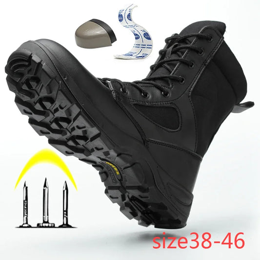 Men's Work Safety Boots Puncture-Proof work Shoes Anti-smash Desert Combat Boots Protective Shoes Steel Toe Boots