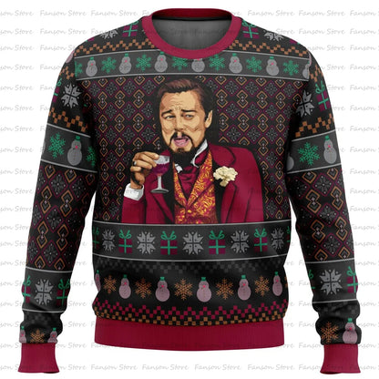 Laughing Leo DiCaprio Meme Ugly Christmas Sweater Spring Autumn Women Men Pullover Tops 2025 Fashion Couple Hoodie Sweatshirt