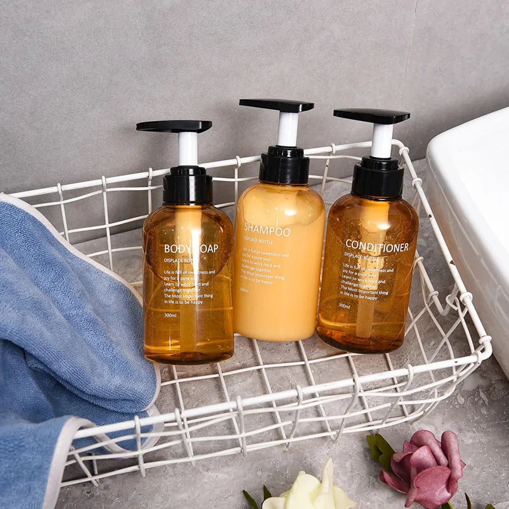 Refillable Shampoo Conditioner Body Wash Dispenser Set Printed Letters Bathroom Soap Bottle Dispenser Shower Pump Shampoo 1PC3PC