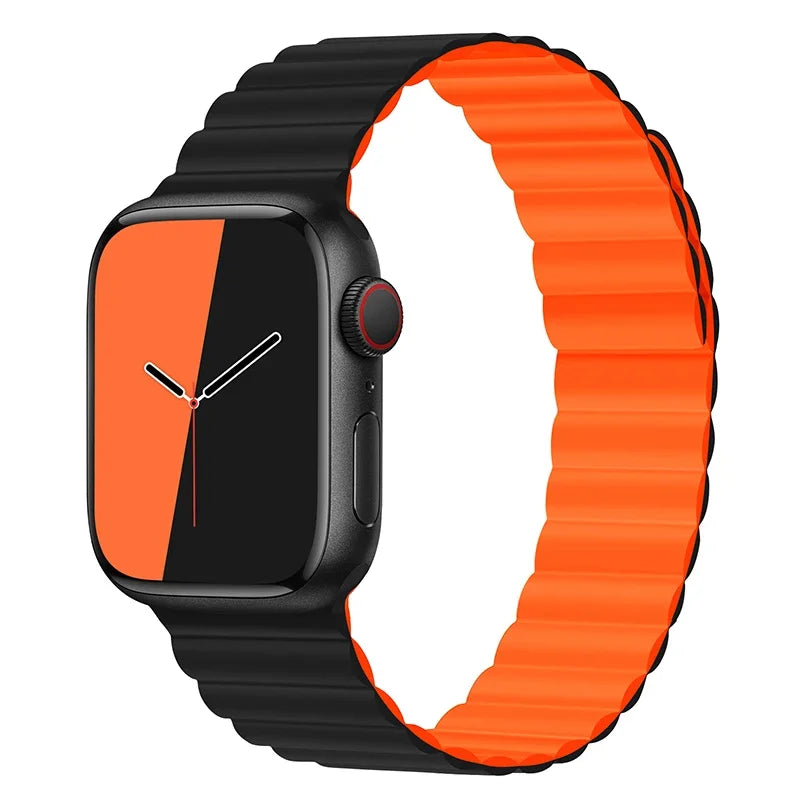 Magnetic Loop for Apple Watch Bands 44mm 40mm 49mm 45mm 41mm 38mm Silicone Bracelet iWatch Series 9 8 7 6 5 4 3 Se ultra 2 strap