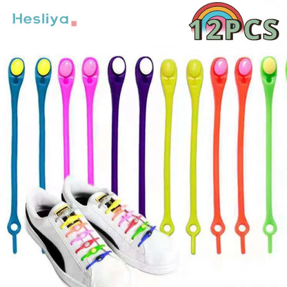 Silicone Shoelace Sneakers Laces Shoes Accessories Round Waterproof Elastic Shoelaces No Tie Lazy Shoe laces no laces