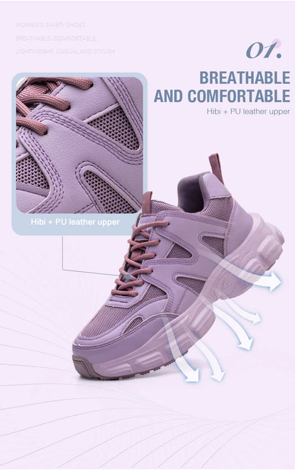 New women's lightweight breathable anti-smashing anti-skid protective steel toe work women's work shoes mesh safety shoes