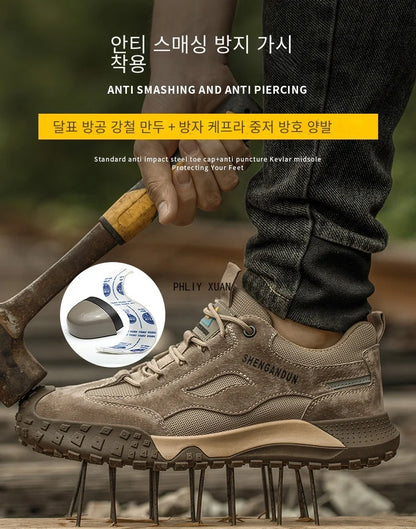 Fashion Steel Toe Cap Shoes For Men Anti Scalding Anti Smashing Wrok Safety Boots And Anti Puncture Protective Male Footwear