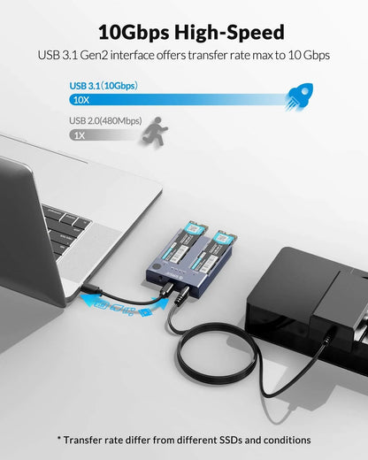 ORICO M.2 NVMe Cloner Dual Bay NVMe USB C to NVMe SSD Enclosure Aluminum M.2 Duplicator Offline Clone for PCIe M-Key SSDs 8TB