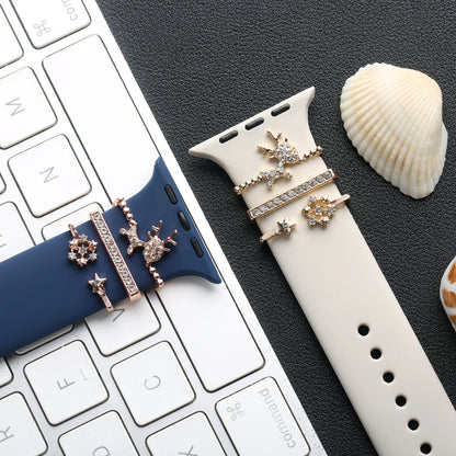 Metal Charms Decorative Ring For Apple Watch Band Shinny Diamond Ornament For iwatch Bracelet  Smart Watch Silicone Strap Charms