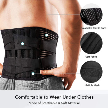 Elstiac Lumbar Back Belt Waist Support Trainer Adjustable Lumbar Pad with 6 Stays Abdominal Binder Fitness Gym Belts Women Men