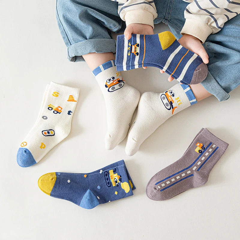 5 Pairs /Lot Baby Girl Soft Boneless Combed Cotton Socks Warm Cartoon Children's Socks For Boys Newborn Floor Socks Miaoyoutong