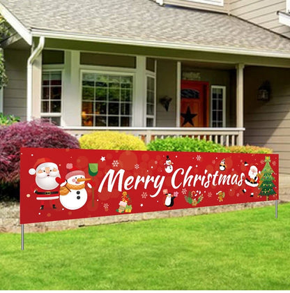 Christmas Outdoor Banner Flag Merry Christmas Decoration for Home 2024 Xmas Ornament Navidad Natal Noel Gift Happy New Year 2025