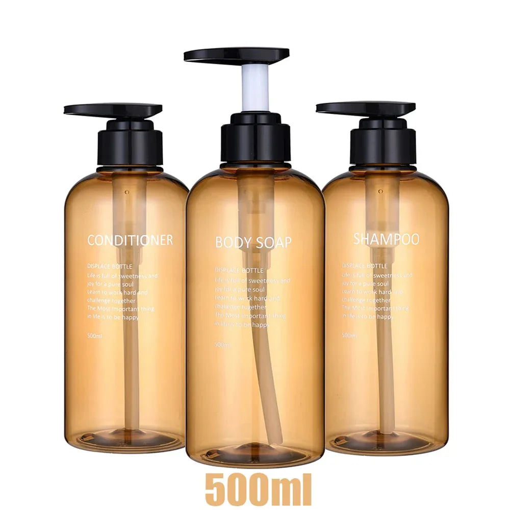 Refillable Shampoo Conditioner Body Wash Dispenser Set Printed Letters Bathroom Soap Bottle Dispenser Shower Pump Shampoo 1PC3PC