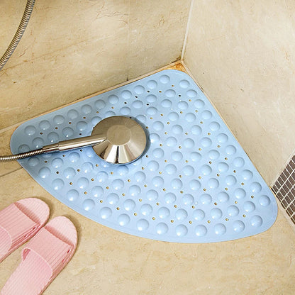 54x54cm Corner Shower Carpet Floor Mat Hotel Home Suction Cup Toilet PVC Shower Mat Bathroom Sector Shape Anti-slip Pad Cushion