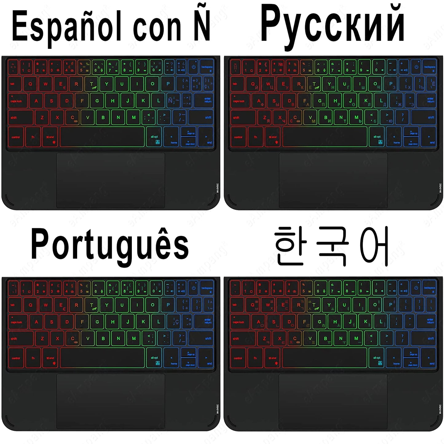 360 Rotate Keyboard Case For iPad Pro 11 2024 A2837 A3006 Spanish Korean Arabic Hebrew Portuguese AZERTY Backlit Keyboard Case