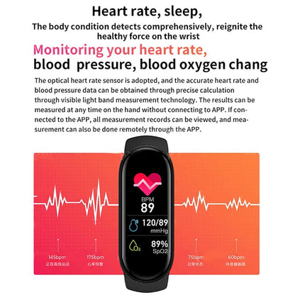 M6 Smartwatch Heart Rate Blood Pressure Monitoring Smart Watch Men Women Fitness Tracker Watch Waterproof Sports Watches Band