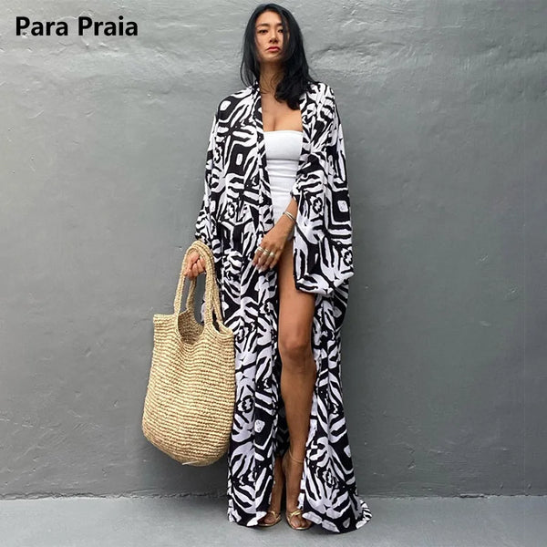 Copricostume da spiaggia, kimono, abito da spiaggia, abito lungo, pareo, cardigan largo, copricostume da bagno, per donne
