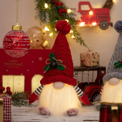 30CM Glowing Knitted Gnome Doll with Led Night Light Christmas Decorations 2024 Home Xmas Tree Decor Navidad New Year 2025 Gift