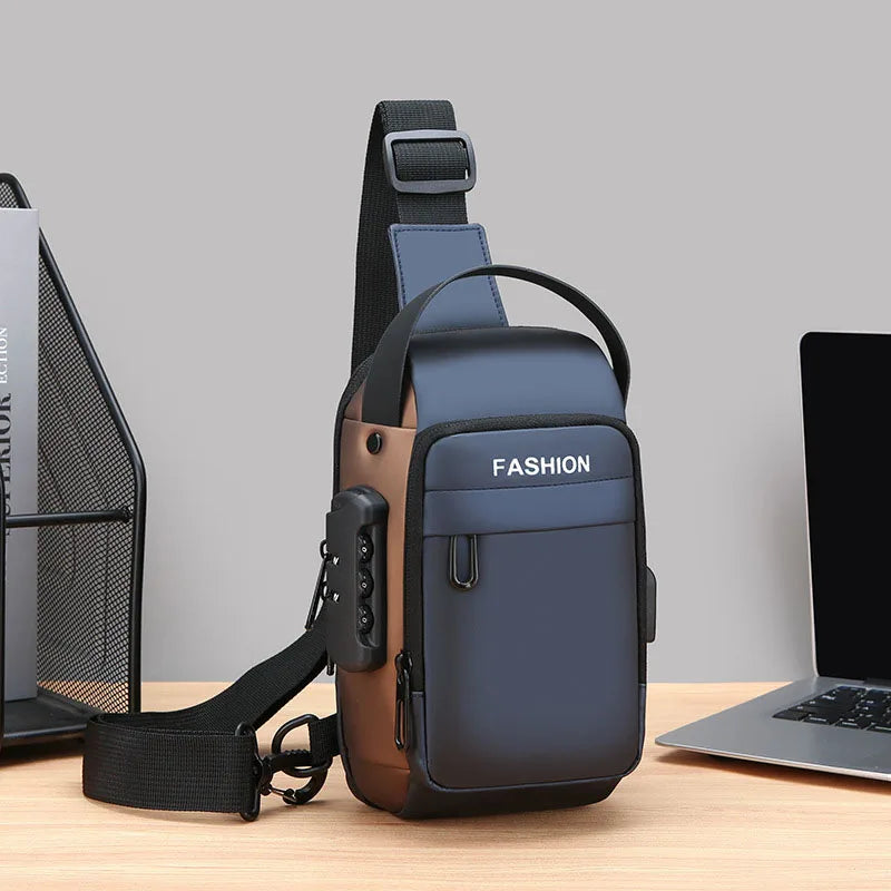 Men Anti Theft Chest Bag Shoulder Bags USB Charging Crossbody Package School Short Trip Messengers Bags Men's Oxford Sling Pack