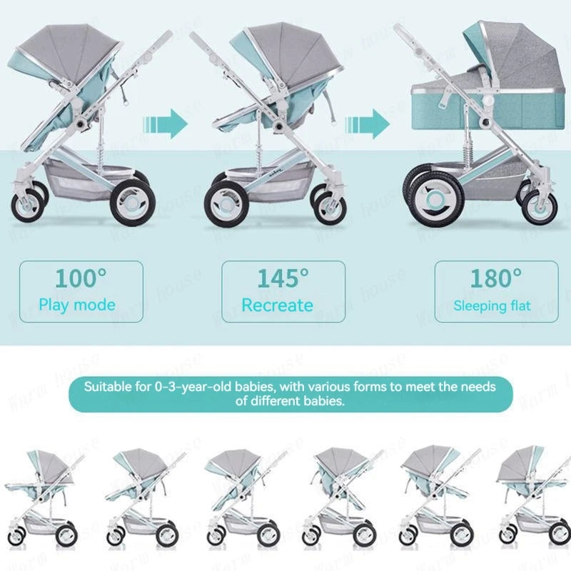 New Luxury Baby Stroller, Portable pushchair,High Landscape Reversible Stroller,Four wheels Strollers,Travel Pram,baby carriage