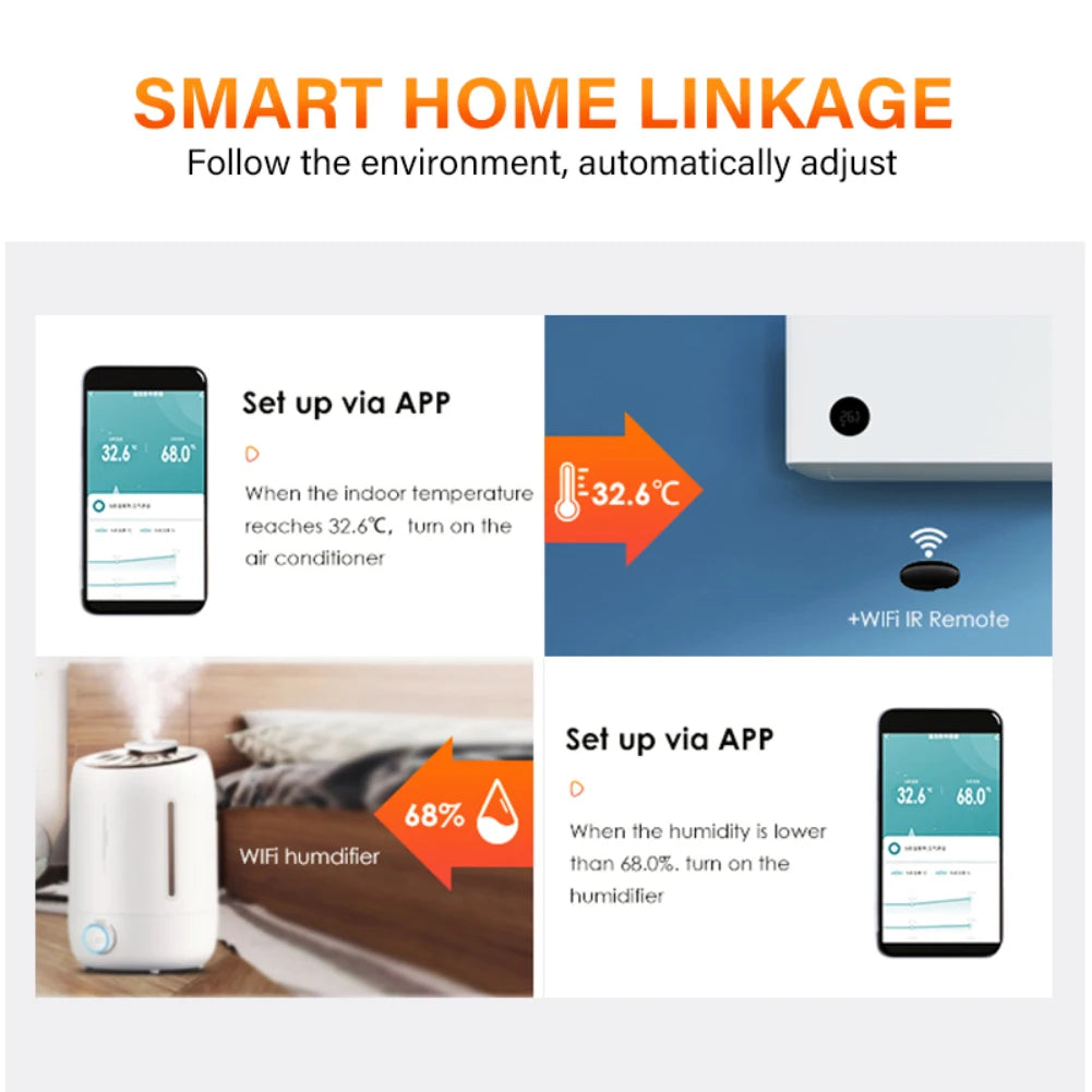 Tuya ZigBee Temperature And Humidity Sensor Battery Powered ZigBee Temperature Sensor Smart Home Work With Alexa Google Home