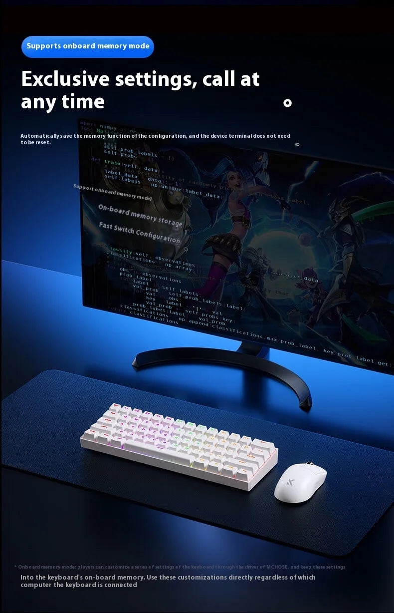 MCHOSE ACE60 Pro Magnetic Axis Mechanical Keyboard Gaming And Esports Desktop Computer Customized Wired Keyboard USB Interface