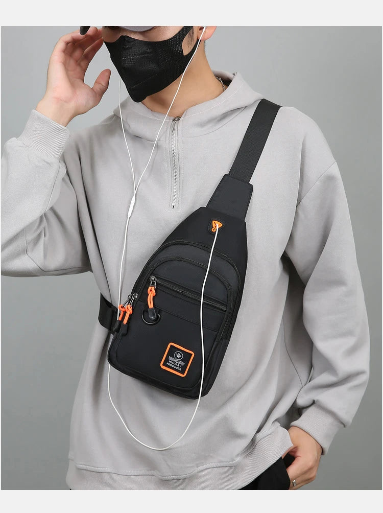 Casual Men Chest Bag Nylon Small Shoulder Bag Running Cycling Belt Sling Bag Outdoor Sport Crossbody Bag Travel Phone Pouch Bag