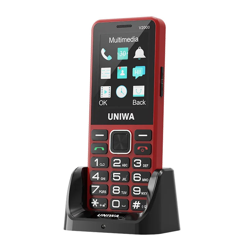 UNIWA V2000 Global 4G Network 2.4 Inch IPS Display SOS Button Elderly Cell Phone With 1700mAh Battery Support one click dialing