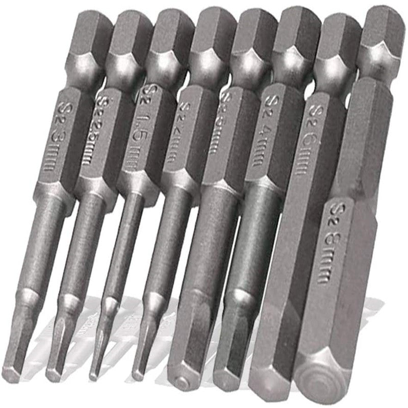 8Pcs Steel Magnetic Allen Wrench Screwdriver Drill Bits Set H1.5-H8 Hex Head Screw Driver Drilling Bit with 1/4 inch Hex Shank