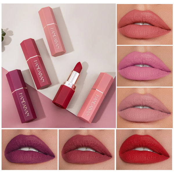 Rossetto opaco a 6 colori, non sbiadisce, tazza antiaderente, finitura vellutata a lunga durata, colore labbra opaco liscio, impermeabile e anti-sbavatura
