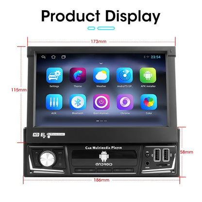 Din Car Radio Android 12 GPS Navigation Retractable 1din Touch Screen Multimedia Player Universal 7" MP5 Audio Video No DVD