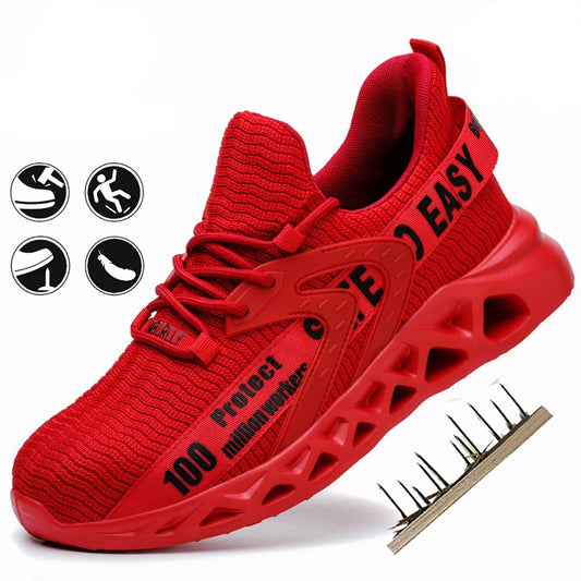 Diansen Safety Shoes Men Breathable Light Work Sneakers Steel Toe Shoes Anti-smash Anti-puncture Indestructible Shoes Size 35-50