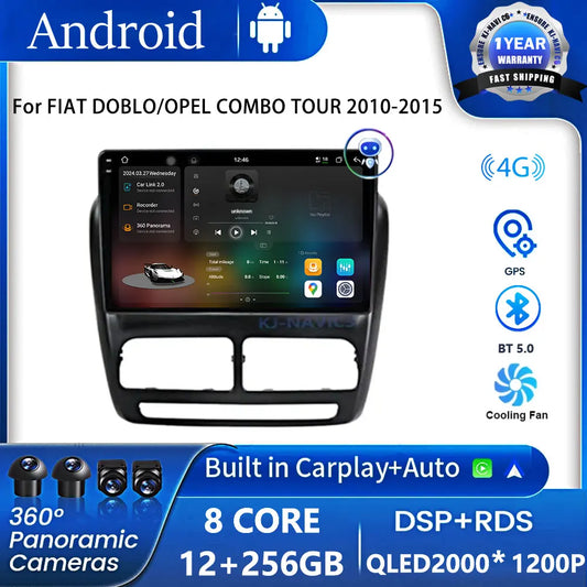 For FIAT DOBLO/OPEL COMBO TOUR 2010-2015 Android 13 Car Radio GPS Navi 2000*1200 IPS DSP built-in Carplay Multimedia Player DVD