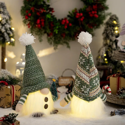 30CM Glowing Knitted Gnome Doll with Led Night Light Christmas Decorations 2024 Home Xmas Tree Decor Navidad New Year 2025 Gift