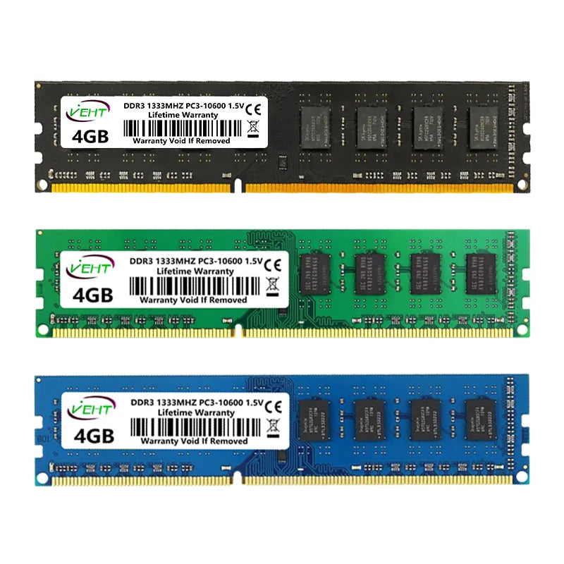 DDR3 2GB 4GB 8GB Desktop Memories Ram PC3 1066 1333 1600Mhz 1.5V 240Pin DDR3 8500 10600 12800 DIMM Non-ECC Computer Memory Ram