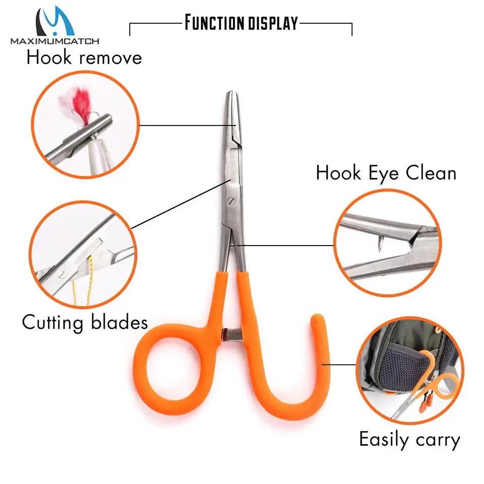 Maximumcatch Stainless Steel Fishing Forceps Hemostats Multi Function 3in1 Line Cutter Hook Remover Fishing Tool Locking Pliers