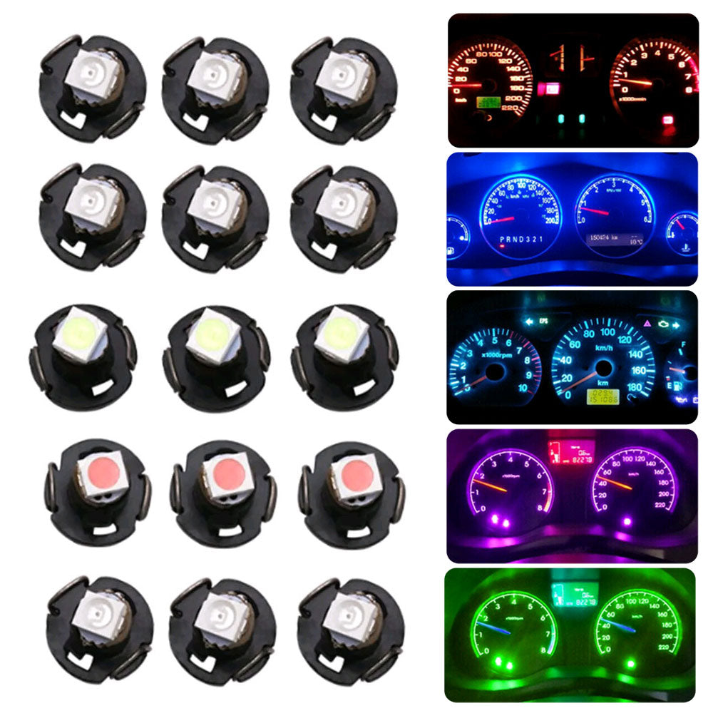 10Pcs T3 LED 3528 1SMD Instruments Panel Light Car Cluster Gauges Dashboard Lamp Wedge Bulbs Universal Car Lights Accessories