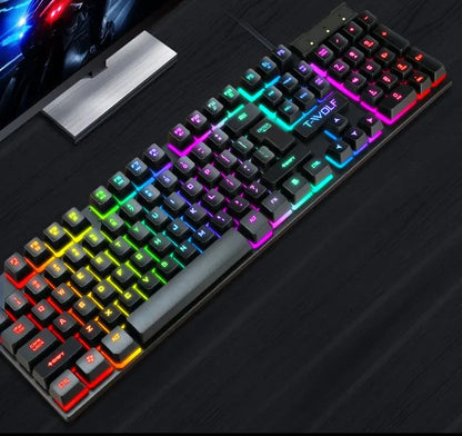 RGB Gaming Keyboard and Mouse Kit Backlit USB Wired Computer Keyboard and Mouse Combo 104 Keycaps for Pc Gamer Laptop