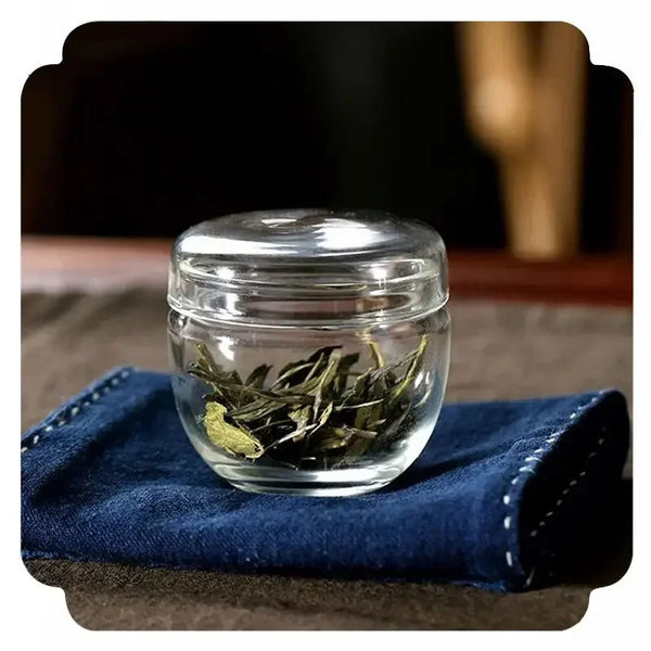 Barattolo da tè in vetro piccolo, barattolo in vetro borosilicato trasparente, contenitore portatile da viaggio per il tè, mini scatola da tè