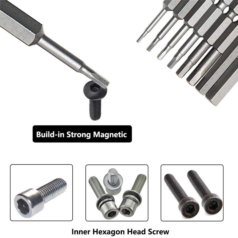 8Pcs Steel Magnetic Allen Wrench Screwdriver Drill Bits Set H1.5-H8 Hex Head Screw Driver Drilling Bit with 1/4 inch Hex Shank