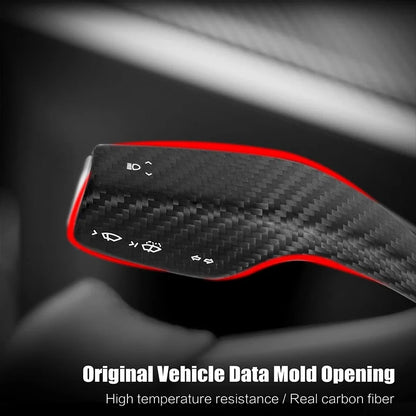 2024 Model Y Gear Shift Cover for Tesla Model 3 2023-2017Real Carbon Fiber Steering Wheel Gear Lever Cover Car Protect Accessory