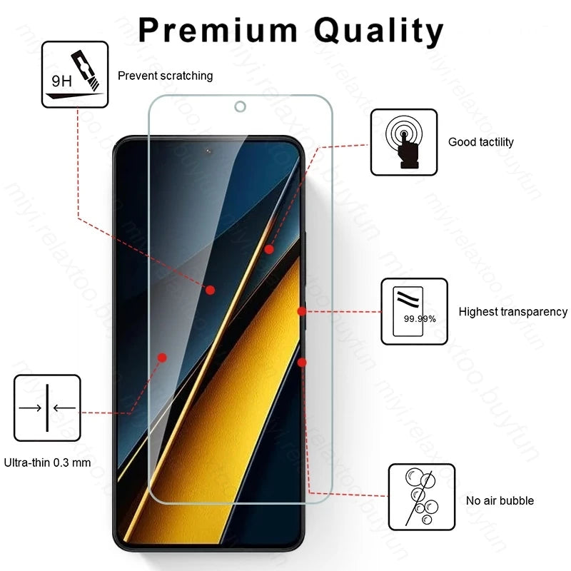 2PCS Tempered Glass Full Cover Screen Protector Case For Xiaomi PocoX6 Poco X6 Pro 5G Protective Glass On Poko Little X6Pro X 6